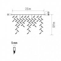 Spojovací vánoční řetěz pulzující - krápníky, 2,5m, červená/jantarová