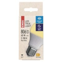 LED žárovka True Light A60 /E27/7,2W(60W)/806lm/teplá bílá EMOS ZQ5144