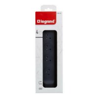 PRODLUŽOVACÍ PŘÍVOD 4X2P+T, VYP/ZAP, BEZ KABELU, ČERNÁ/TMAVĚ ŠEDÁ LEGRAND 049466