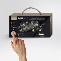 Sada LED vánočních koulí s hvězdami vel. 6cm 6ks 30LED,časovač tester 3xAA USB