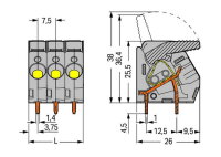 Svorka na desky plošných spojů páčka 6mm2 Enciánová modrá 4pól. 2706-104/000-015