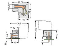 Konektor (zásuvka) úhlový CAGE CLAMP 2,5mm2 sv.šedá 11pól. WAGO 722-211/026-000