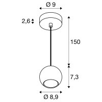 LIGHT EYE 90, závěsné svítidlo, GU10, délka závěsu 150cm, 1x max. 6W, matně bílá