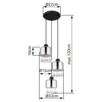 Závěsné svítidlo HENDRY černá 3xE27, max. 60W 230V GLOBO 15884-3H