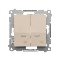 Přepínač dvojitý křížový, s orientačním LED, řazení 7 So, 10AX, 250V, krémová