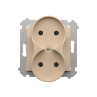 dvojitá kolíková zásuvka bez uzemnění se clonami elektrických kolejí krémová