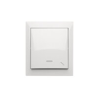 Schodišťový vypínač odolný proti stříkající vodě s osvětlením bílá ACW6L/11