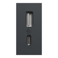 NOVÁ UNICA Dvojitý nabíjecí USB konektor A+C 2.4A, 1M, Antracit