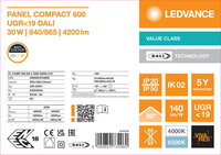 LED panel COMPACT 600 DALI MULTI SELECT 30W 84065 U19 LEDVANCE 4099854734960