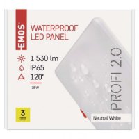LED vestavné svítidlo VIXXO, čtvercové, bílé, 19W neut.b.,IP65 EMOS ZV2152