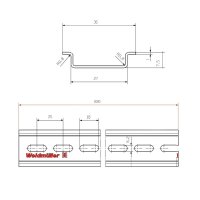 Svorkovnicová lišta TS 35X7.5/LL/6 2M/ST/ZN WEIDMÜLLER 0514570000
