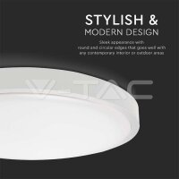 30W LED Dome Light Round Microwave Sensor White Frame 4000K IP44 V-TAC SKU7665