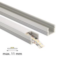 Přisazený hliníkový profil PP, 16x13 mm, mléčný difuzor, komplet, 1 m