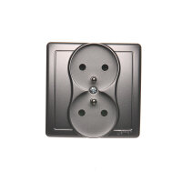 dvojitá kolíková zásuvka s uzemněním ocelová KONTAKT SIMON BMGZ2/21