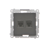 Zásuvka telefonní RJ12, 2 násobná (přístroj s krytem) černá matná   TF2.01/149