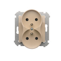 dvojitá silová zásuvka s uzemněním a clonkami - pro rámečky NATURE krémová