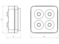 Krabice univerzální čtvercová s víkem 180x180x90 mm, do betonu KAISER 1296-22