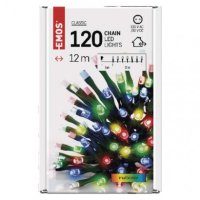 LED vánoční řetěz, 12 m, venkovní i vnitřní, multicolor, časovač EMOS D4AM03