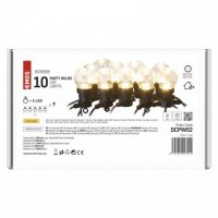 LED světelný řetěz 10x párty žárovky čiré, 5 m, venkovní i vnitřní, teplá bílá