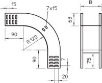 OBO RBV 610 F FS Svislý oblouk 90° klesající 60x100 Ocel pásově zinkováno