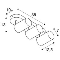 ASTO TUBE, stropní přisazené svítidlo, válcové, max. 3x 10 W, černé SLV 1006427