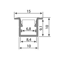 Vestavný AL profil VG černý, 15x10mm, vč MCLED ML-761.342.74.1