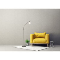 LOXY Stojící lampa, kov matný nikl, sklo