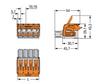 1vodičová pružinová svorkovnice, Páčka, Push-in CAGE CLAMP, Světle šedá