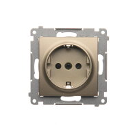 Zásuvka typu Schuko s clonkami, 16A, 250V~, zlatá matná, metalizované