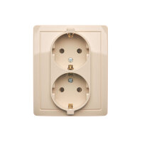 Zásuvka dvojnásobná typu Schuko 16 A, 250 V~ stříbro KONTAKT SIMON BGSZ2/12