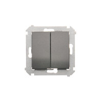 Přepínač dvojitý střídavý, řazení 6+6, 10AX, 250V šroubové svorky,antracit mat