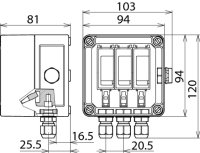 Svodič přepětí Typ 2 DEHNcube v rozváděči IP65 pro FVE 1MPP do 1000V DC 900910