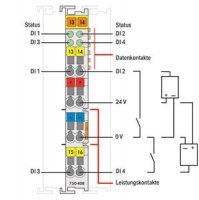 4kanálový binární vstup DC 24V 3 ms světle šedá WAGO 750-408