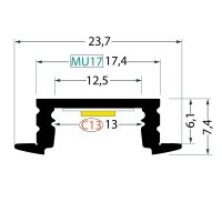 AL profil FKU42 C13/MU17 pro LED, bez plexi, 2m, elox FK TECHNICS 4738347
