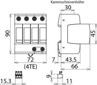 Svodič přepětí DEHNguard M H 4-pólový pro TN-S systémy 952385