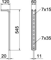 TPS 545 FS Závěs TP, pro vodorovné betonové stropy, L545mm, Ocel, St OBO 6364349