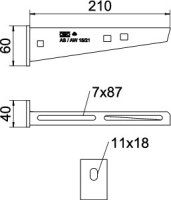 OBO AW 15 21 FT Nástěnný a závěsný výložník B210mm Ocel žár.zinek