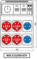 Zásuvková rozvodnice 1x3253+2x1653++2x230V, jištěná, s elektroměrem (3F), IP44