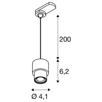 PURI 2.0 Basic, 3~ závěsné svítidlo, GU10, délka závěsu 200cm, 1x max. 6W, černá