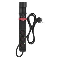 Prodlužovací kabel 1,5 m/3 zásuvky/vypínač/uchycení na stůl/USB/černý/PVC/1,5mm2