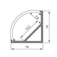 Rohový hliníkový profil RF 16x16mm bez difuzoru 1m MCLED ML-761.420.43.1