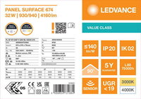 LED panel SURFACE SENSOR 674 32W ML 93040 U19 LEDVANCE 4099854731884