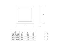 Přisazené svítidlo LED DOWNLIGHT MOUNTED 18W hranatý 3000K LEDMED LM21100002