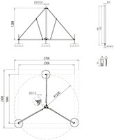 Tříramenný stativ sklopný pro trubku D40/50mm rádius 1330mm náklon 10° nerez