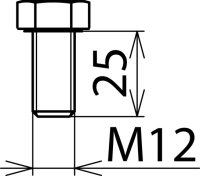 Šroub se 6-ti hrannou hlavou DIN 933 M12x25mm NIRO DEHN 561925