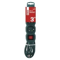 Prodlužovací kabel 3 m 3 zásuvky s vypínačem zelený PVC 1,5mm2 EMOS P1313RZ