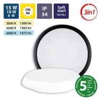 LED svítidlo Safir 15 15W 3CCT (3/4/6K) 150° IP54 s přepínáním výkonu