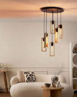 Závěsné svítidlo LITTLETON E27 černá/dřevo 6X40W IP20 EGLO 44054