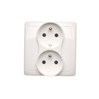Zásuvka dvojnásobná s uzemněním, s clonkami, 16A, 250V~, bílá BMGZ2TZ/11