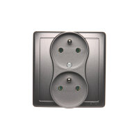 Zásuvka dvojnásobná s uzemněním 16A, 250V~, šroubové svorky Inox BMGZ2T/21
